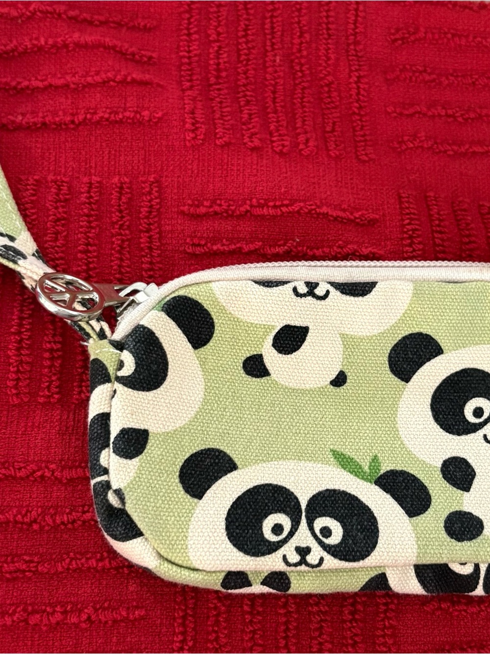 bungalow 360 Panda Print Wristlet Pouch in Light Green
